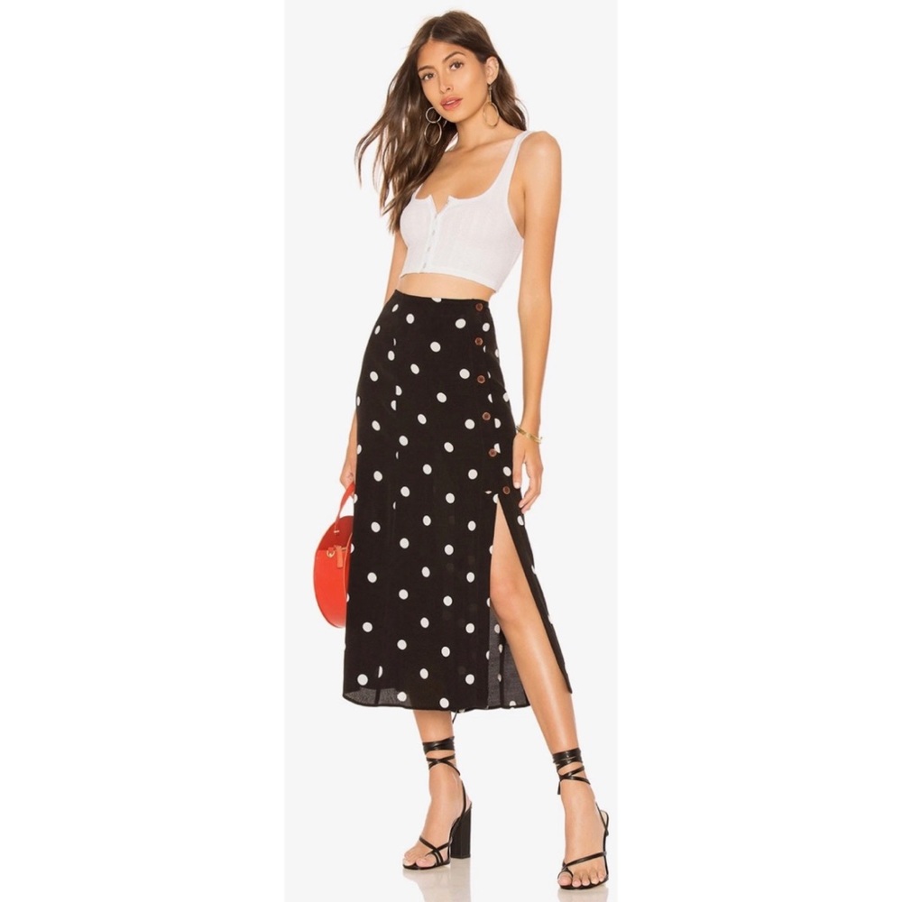 Free People Retro Love Polka Dot Midi Skirt